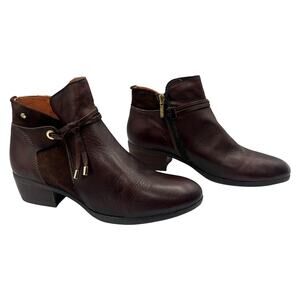Pikolinos Daroca Zip Leather Ankle Boots Booties Caoba Mahogany Size 36 / 5.5-6